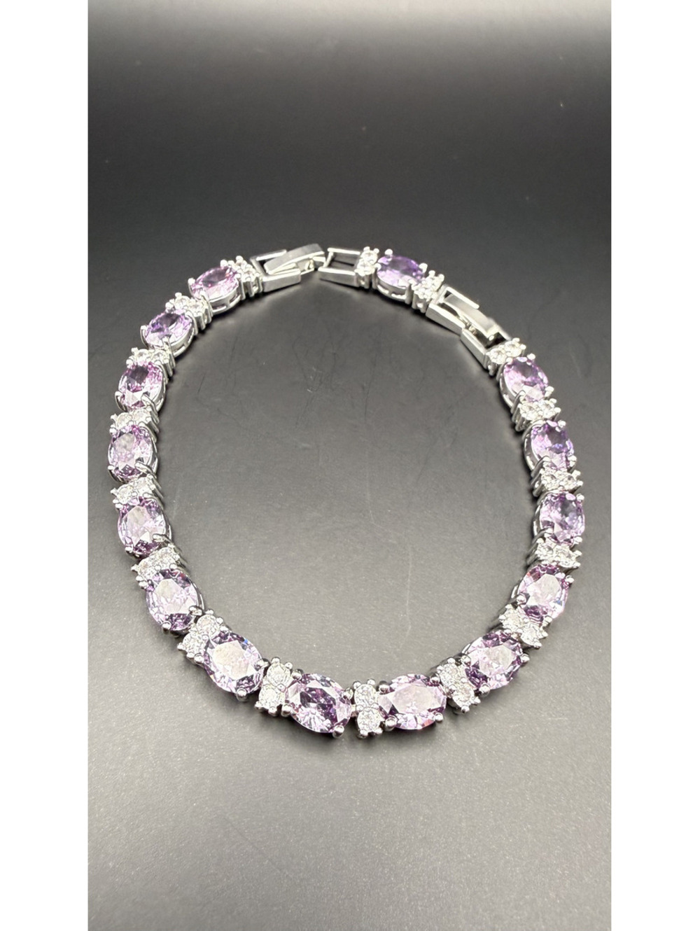 candy+clover elite light amethyst crystal 14k white gold plated bracelet